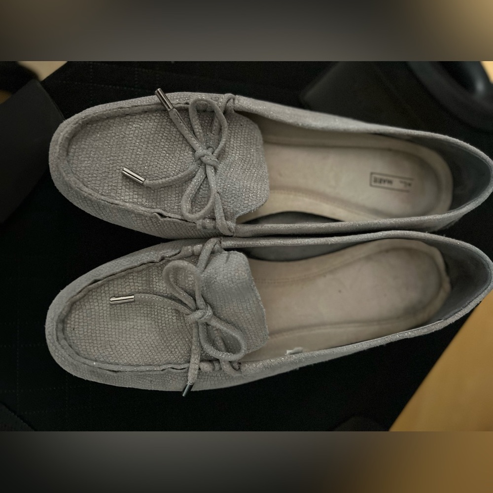 Alex Marie Grey Leather Loafers Shoes 9